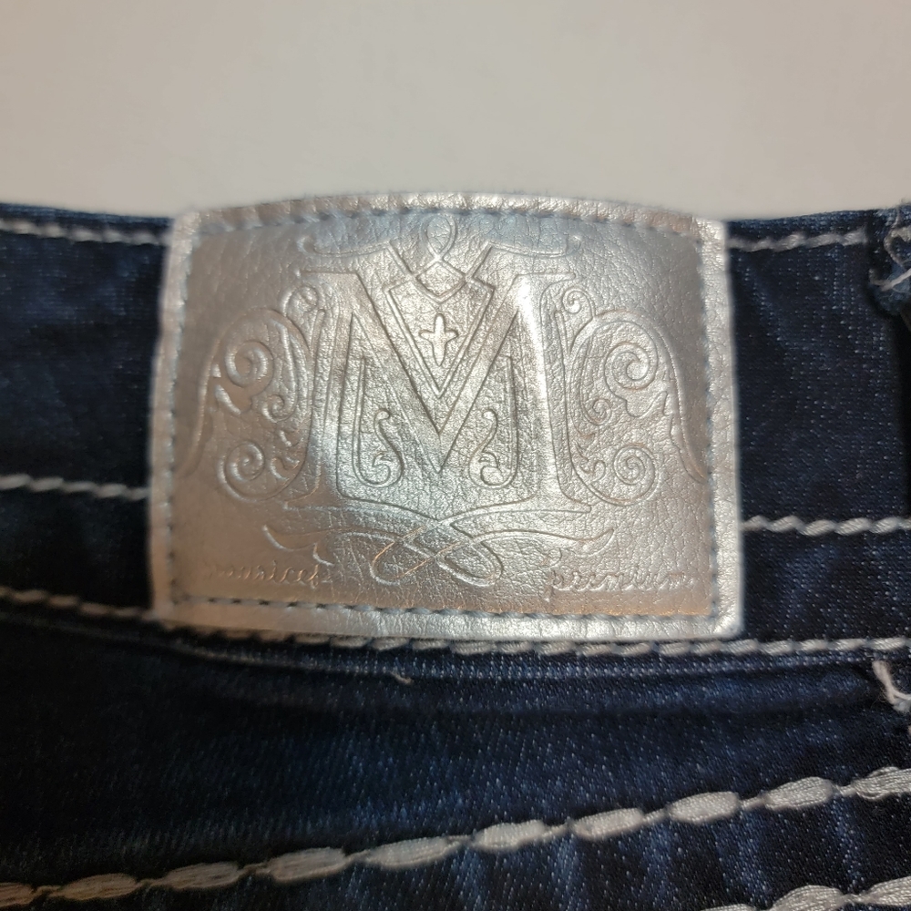 Maurices Dark Blue Denim Capris with Silver Stud Detail - Picture 3 of 11